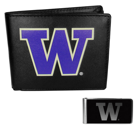 Washington Huskies Bi-fold Wallet & Black Money Clip