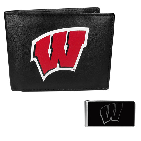 Wisconsin Badgers Bi-fold Wallet & Black Money Clip