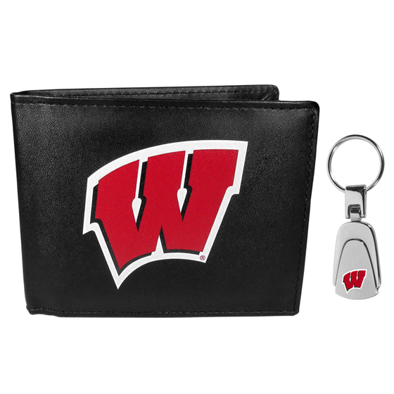 Wisconsin Badgers Bi-fold Wallet & Steel Key Chain