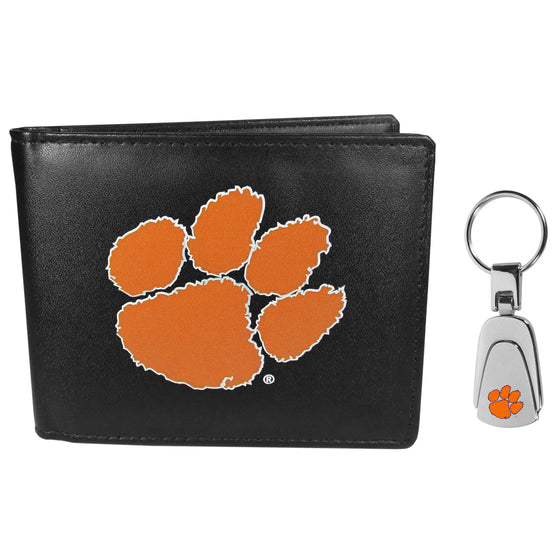 Clemson Tigers Bi-fold Wallet & Steel Key Chain