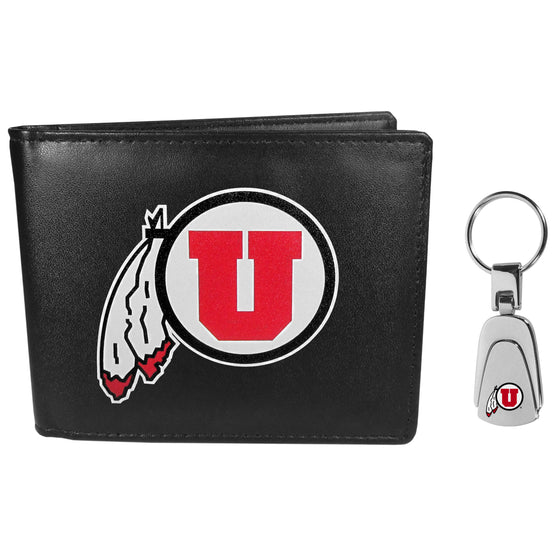 Utah Utes Bi-fold Wallet & Steel Key Chain