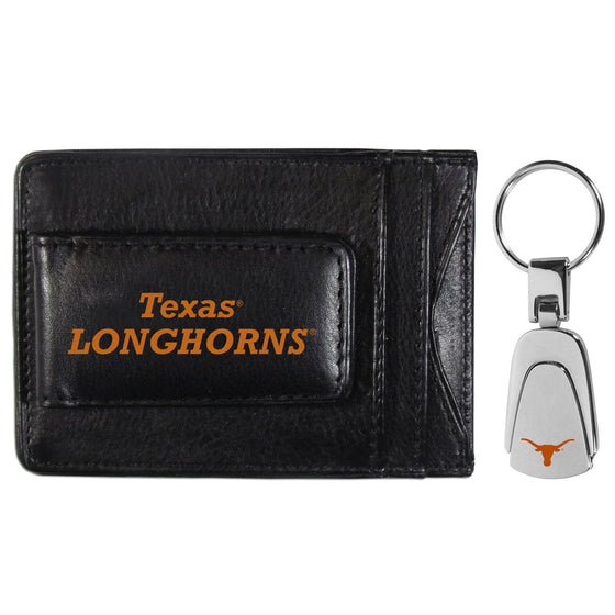 Texas Longhorns Leather Cash & Cardholder & Steel Key Chain