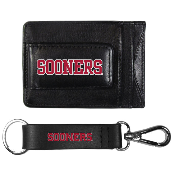 Oklahoma Sooners Leather Cash & Cardholder & Strap Key Chain