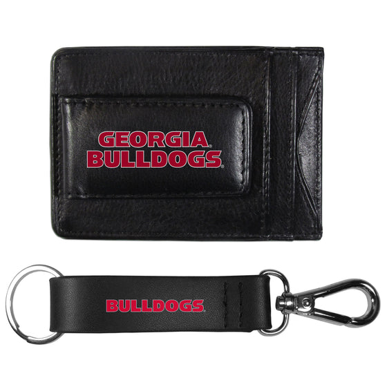 Georgia Bulldogs Leather Cash & Cardholder & Strap Key Chain