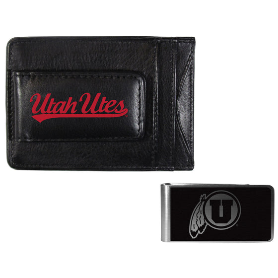 Utah Utes Leather Cash & Cardholder & Black Money Clip