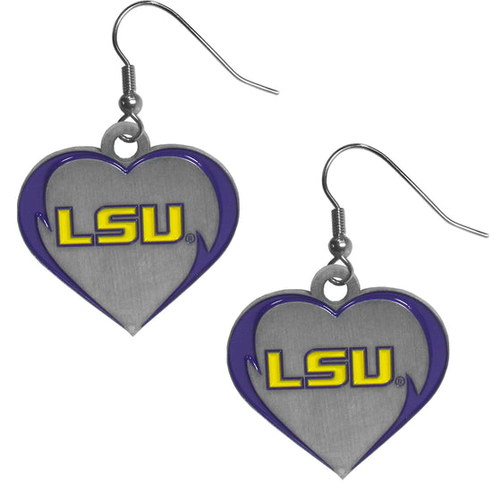 LSU Tigers Heart Dangle Earrings