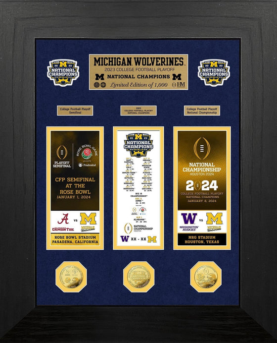 Wolverines 2023 CFP Champions Deluxe Road to Championship Gold Photo Mint