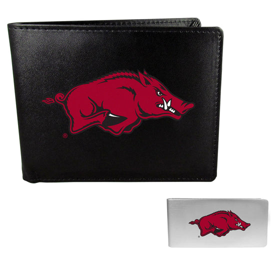 Arkansas Razorbacks Leather Bi-fold Wallet & Money Clip