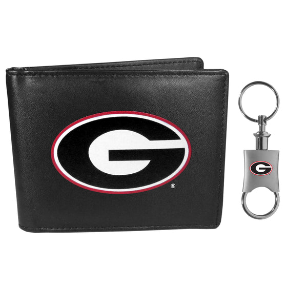 Georgia Bulldogs Leather Bi-fold Wallet & Valet Key Chain