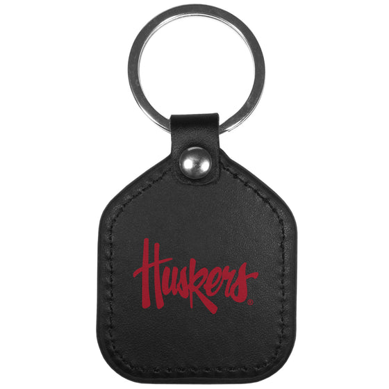 Nebraska Cornhuskers Leather Square Key Chains