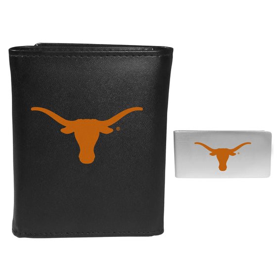 Texas Longhorns Leather Tri-fold Wallet & Money Clip