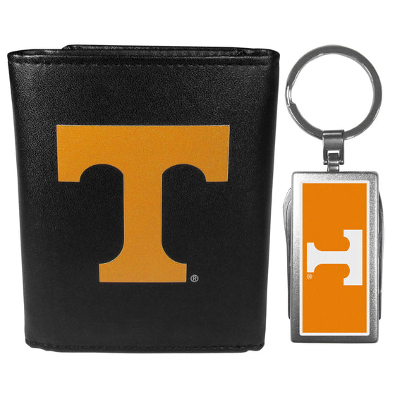 Tennessee Volunteers Leather Tri-fold Wallet & Multitool Key Chain, Black