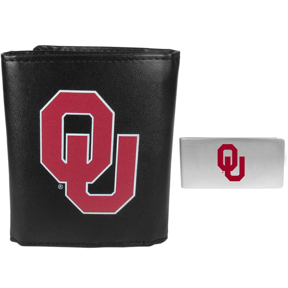 Oklahoma Sooners Leather Tri-fold Wallet & Money Clip