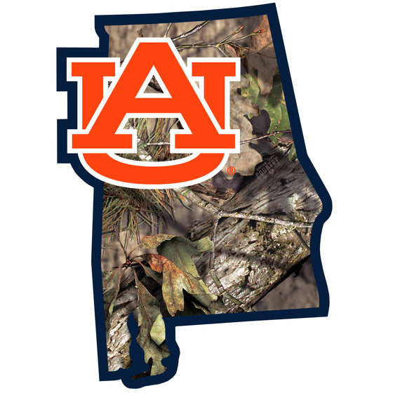 Auburn Tigers State Decal w/Mossy Oak Camo