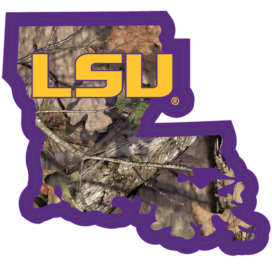 LSU Tigers State Decal w/Mossy Oak Camo