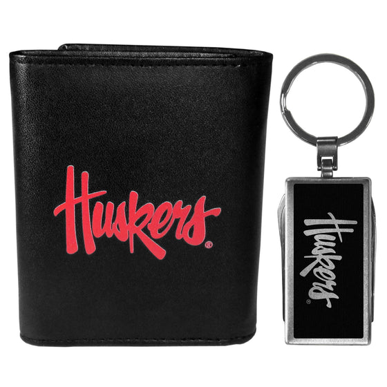 Nebraska Cornhuskers Tri-fold Wallet & Multitool Key Chain, Black