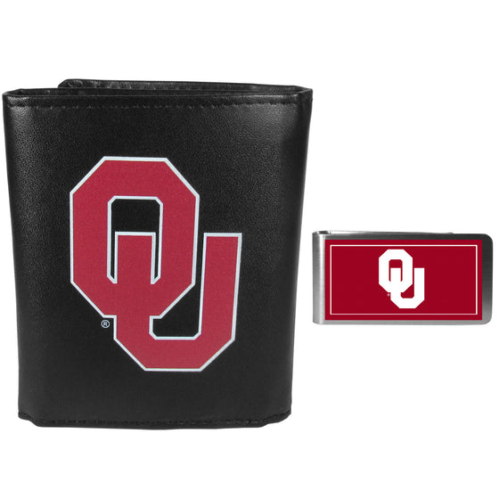 Oklahoma Sooners Tri-fold Wallet & Color Money Clip