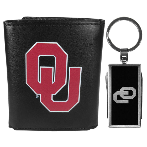 Oklahoma Sooners Tri-fold Wallet & Multitool Key Chain, Black