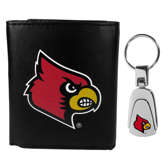 Louisville Cardinals Tri-fold Wallet & Steel Key Chain