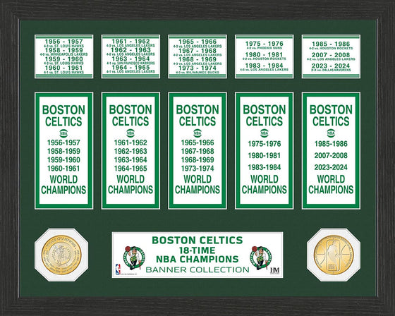 Boston Celtics 18-Time NBA Champions Banner Collection Bronze Coin Photo Mint