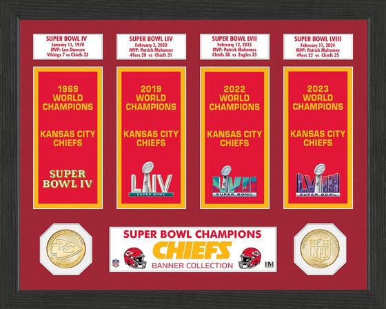 Kansas City Chiefs 4x Banner Collection Bronze Coin Photo Mint