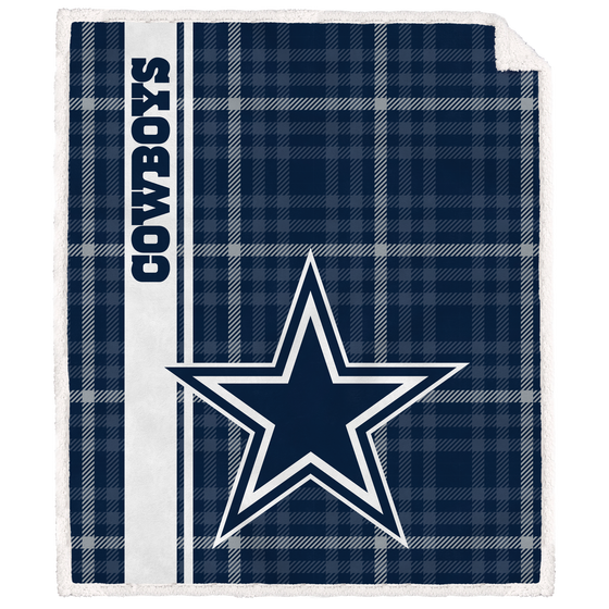 Dallas Cowboys Vertical Plaid Sherpa Blanket - 757 Sports Collectibles