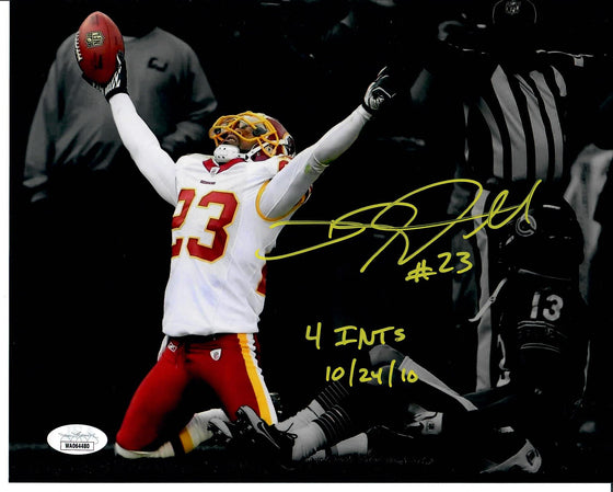 Washington Commanders DeAngelo Hall Signed Auto 4 Int 8x10 Photo JSA COA - 757 Sports Collectibles