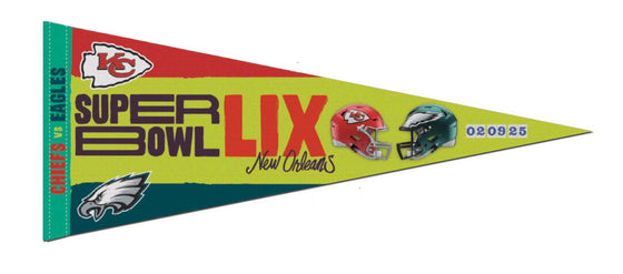 Super Bowl LIX 59 Dueling 12x30 Premium Pennant - Philadelphia Eagles v Kansas City Chiefs