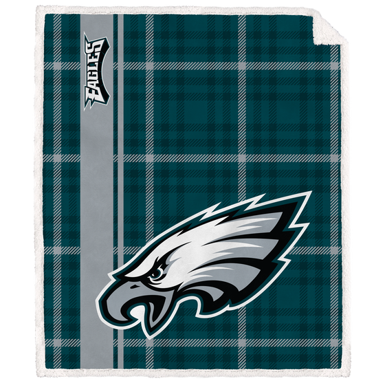 Philadelphia Eagles Vertical Plaid Sherpa Blanket - 757 Sports Collectibles