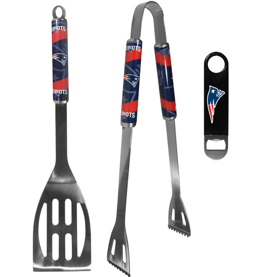 New England Patriots 2 pc BBQ Set and Bottle Opener