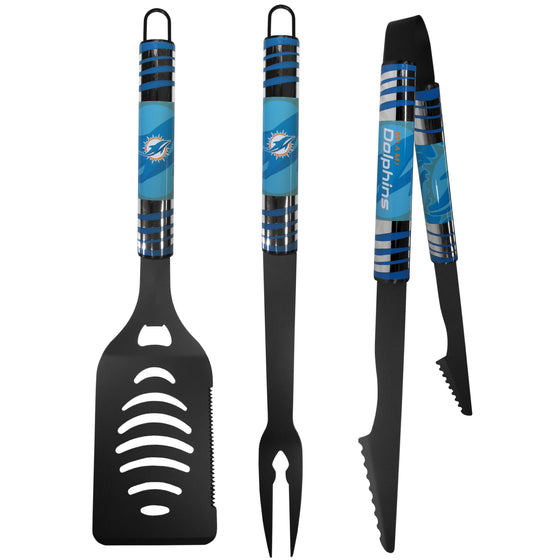 Miami Dolphins 3 pc Black Tailgater BBQ Set