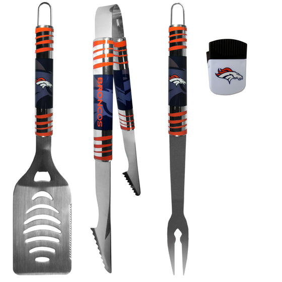 Denver Broncos 3 pc BBQ Set and Chip Clip