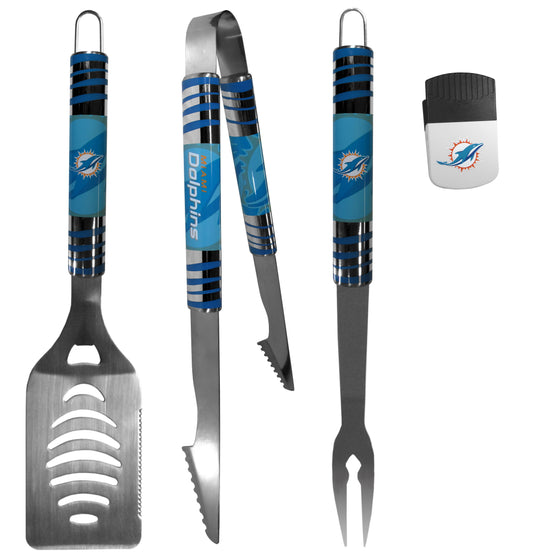 Miami Dolphins 3 pc BBQ Set and Chip Clip