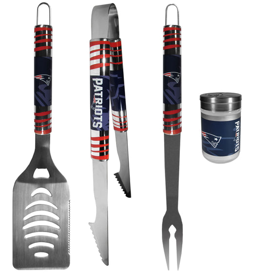 New England Patriots 3 pc Tailgater BBQ Set and Season Shaker