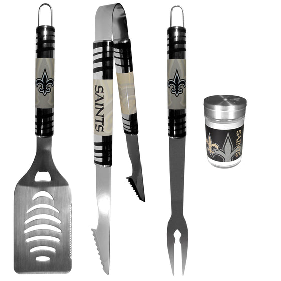 New Orleans Saints 3 pc Tailgater BBQ Set and Season Shaker