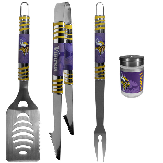 Minnesota Vikings 3 pc Tailgater BBQ Set and Season Shaker