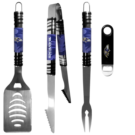 Baltimore Ravens 3 pc BBQ Set and Bottle Opener