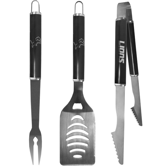 Detroit Lions 3 pc Steel BBQ Set in Black