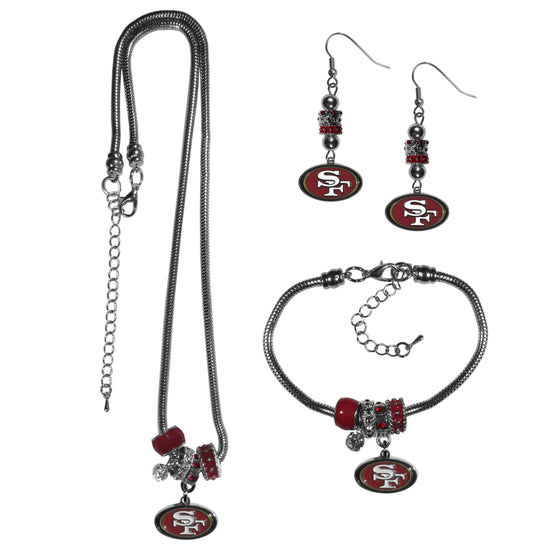 San Francisco 49ers Euro Bead Jewelry 3 piece Set