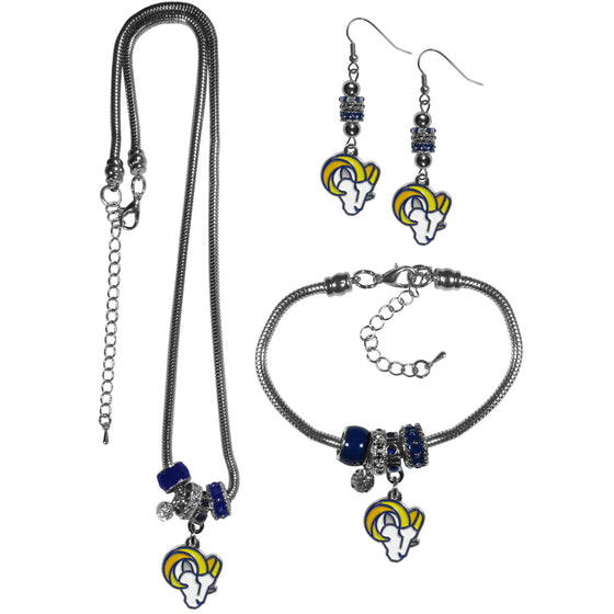 Los Angeles Rams Euro Bead Jewelry 3 piece Set