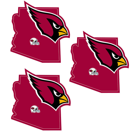 Arizona Cardinals Home State Decal, 3pk