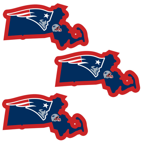 New England Patriots Home State Decal, 3pk