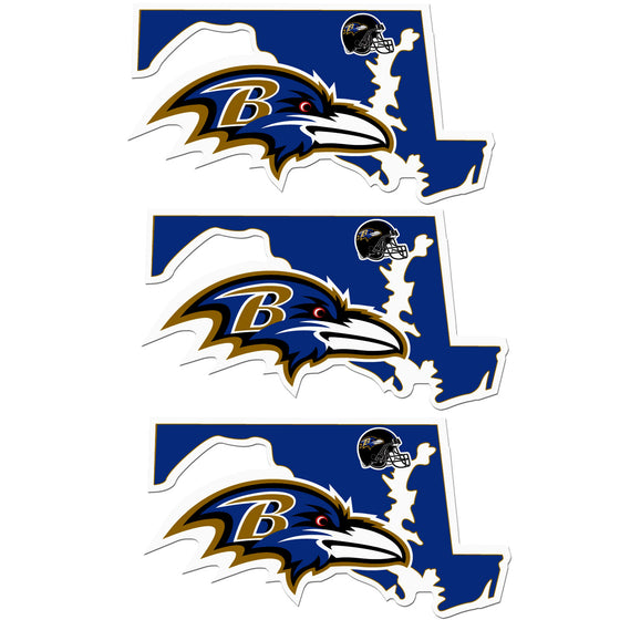 Baltimore Ravens Home State Decal, 3pk