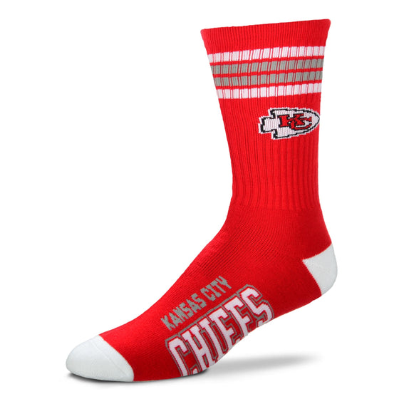 Kansas City Chiefs 4 Stripe Deuce Socks - Large - 757 Sports Collectibles