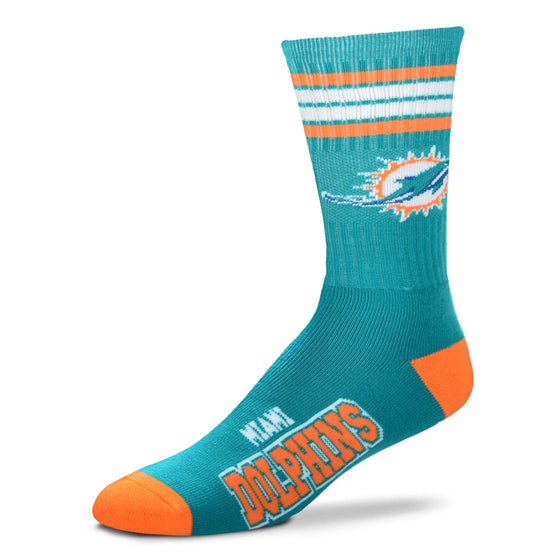 Miami Dolphins 4 Stripe Deuce Socks - Large - 757 Sports Collectibles