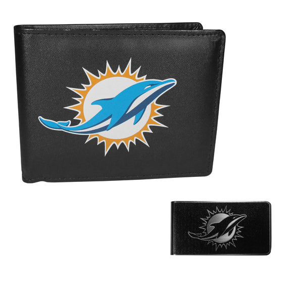 Miami Dolphins Bi-fold Wallet & Black Money Clip