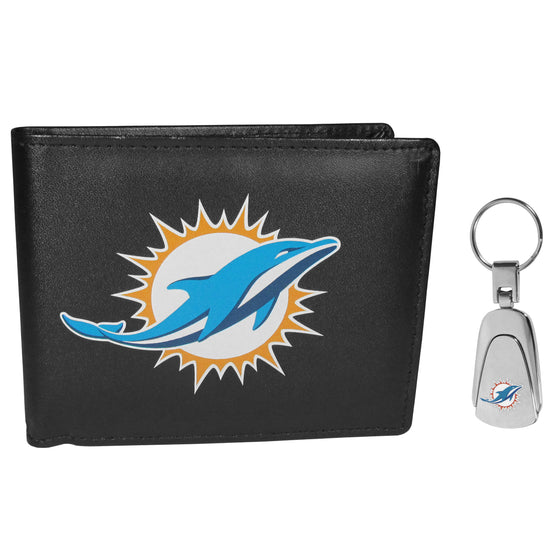 Miami Dolphins Bi-fold Wallet & Steel Key Chain