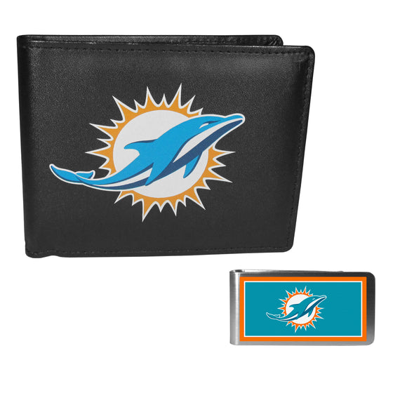 Miami Dolphins Bi-fold Wallet & Color Money Clip