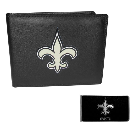 New Orleans Saints Bi-fold Wallet & Black Money Clip