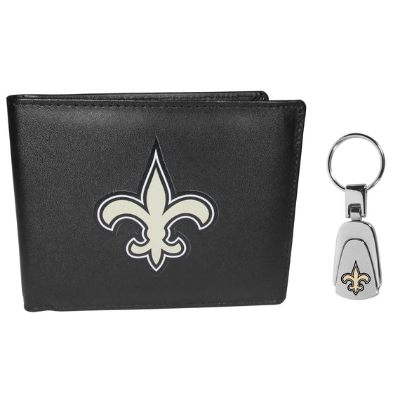 New Orleans Saints Bi-fold Wallet & Steel Key Chain